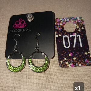 Paparazzi Lime and Silver Dangle Earrings